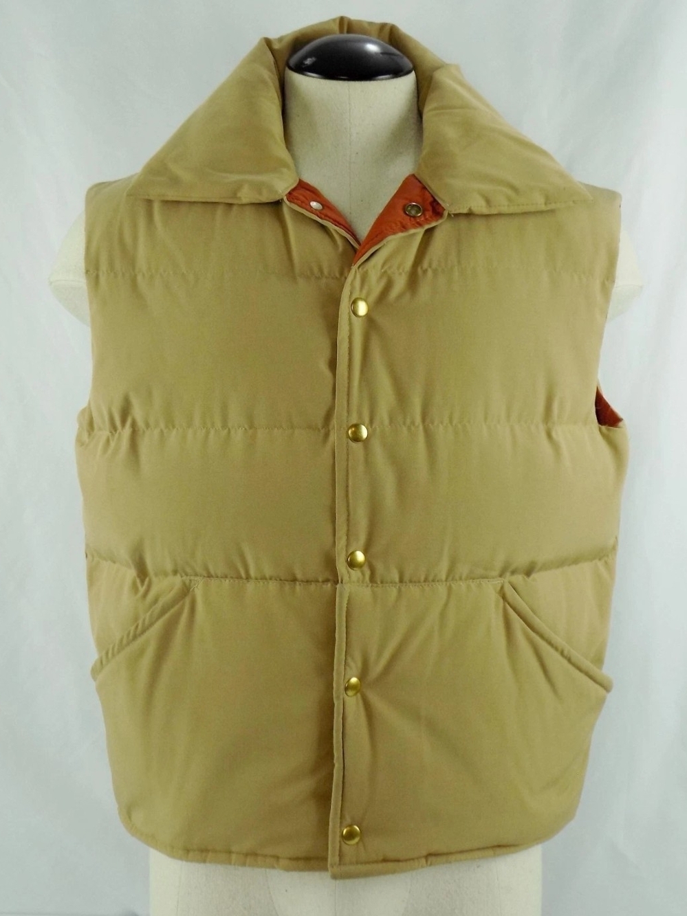 Struggle Gear Men's Vintage Tan Quilted Snap Front Puffer Vest